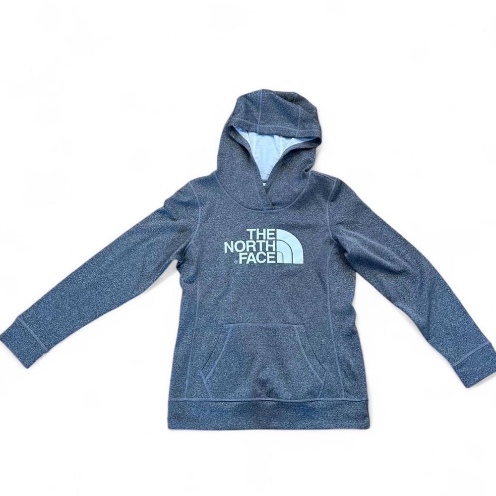 The North Face Grey & White logo Pullover Hoodie with Pocket size Medium Womens